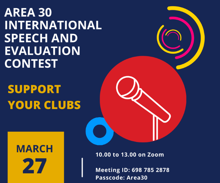 Area 30 International and Evaluation Speech Contest