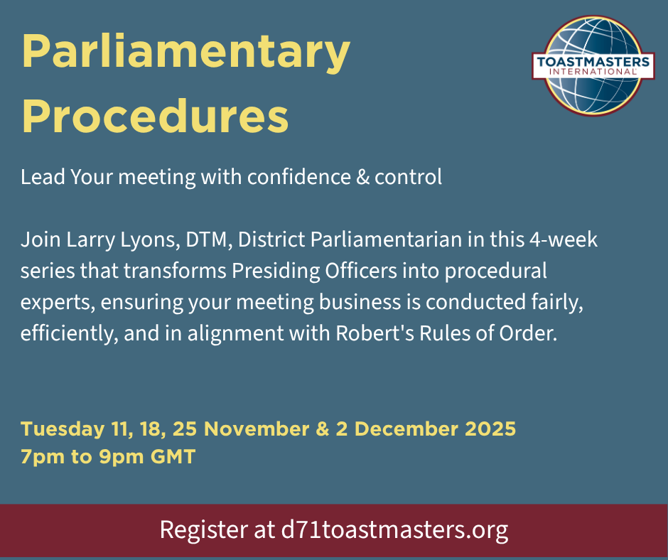 Parliamentary Procedures - Lead Your Meeting Business with Confidence & Control (Session 1)