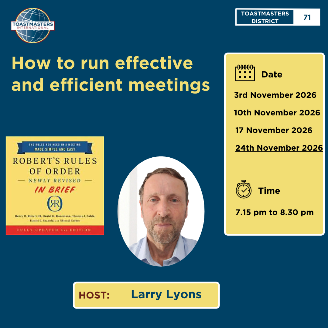 Poster for How to run effective and efficient meetings with Larry Lyons